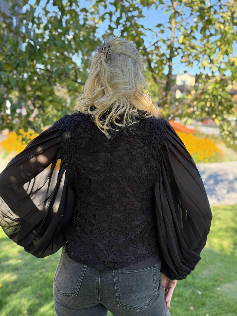 Bluse Lux Plisse Black