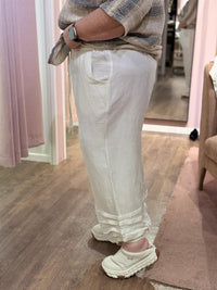 Bukse Folder Lin, Offwhite