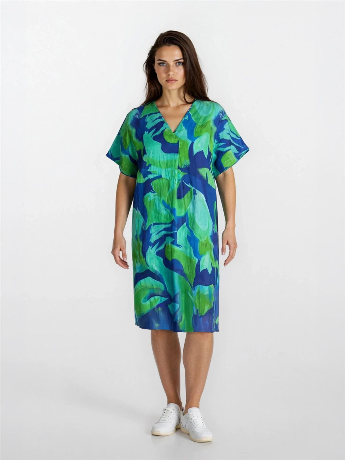 Printed Linen Dress/Curve