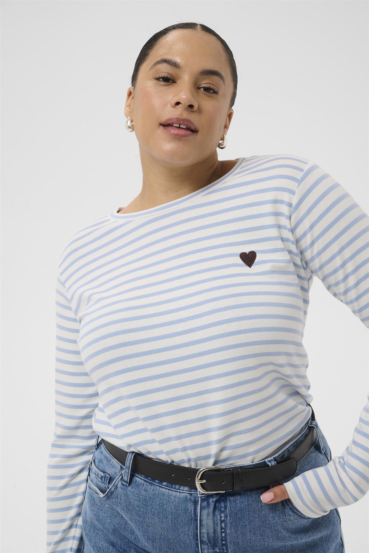 KClia T-Shirt Chalk/Blue Fog - Brown Heart