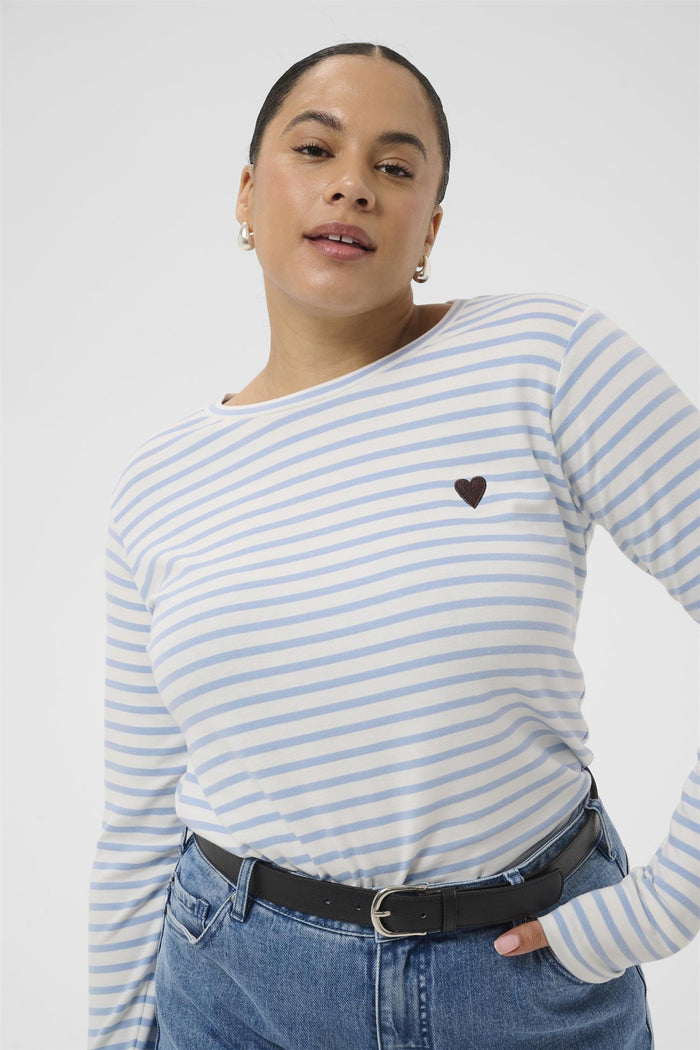 KClia T-Shirt Chalk/Blue Fog - Brown Heart