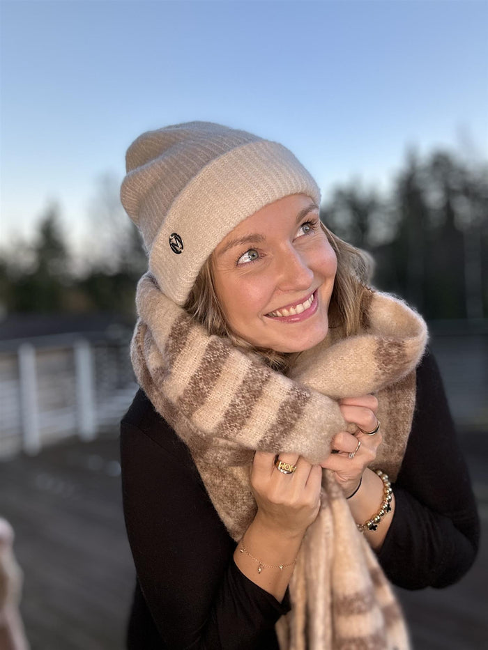 Skjerf Fluffy Check, Beige