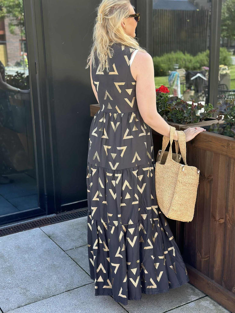 Kjole Celine Charcoal Gold