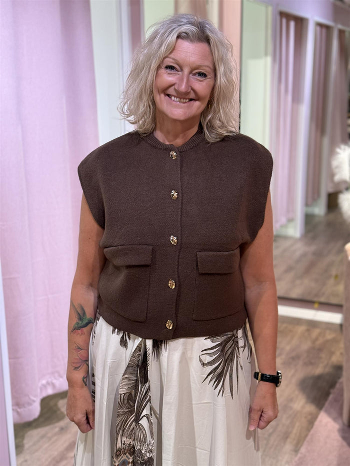 Kort Vest Gullknapp/Lomme Choco