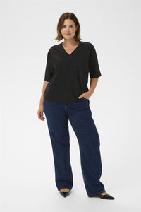 KCriana V-Neck T-Shirt Black Metallic