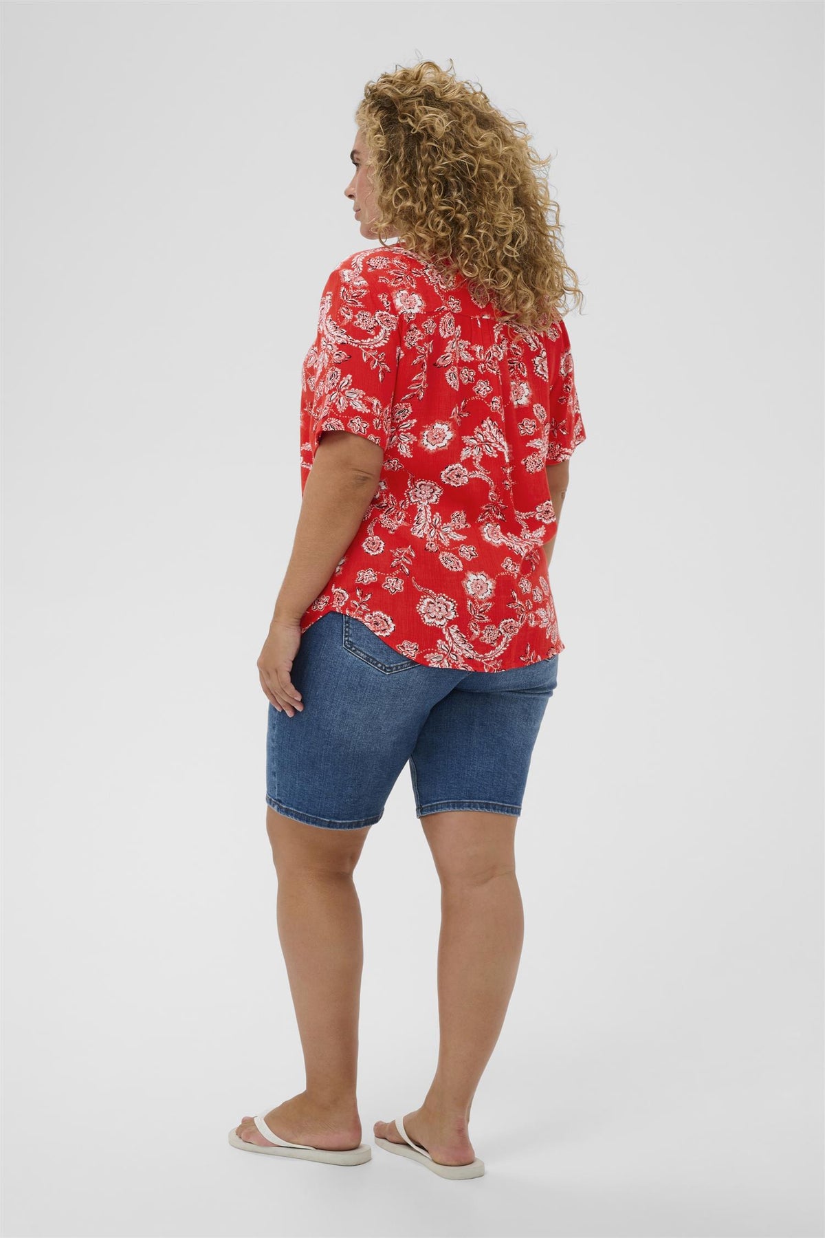 KCami SS Blouse Printed Poppy Red