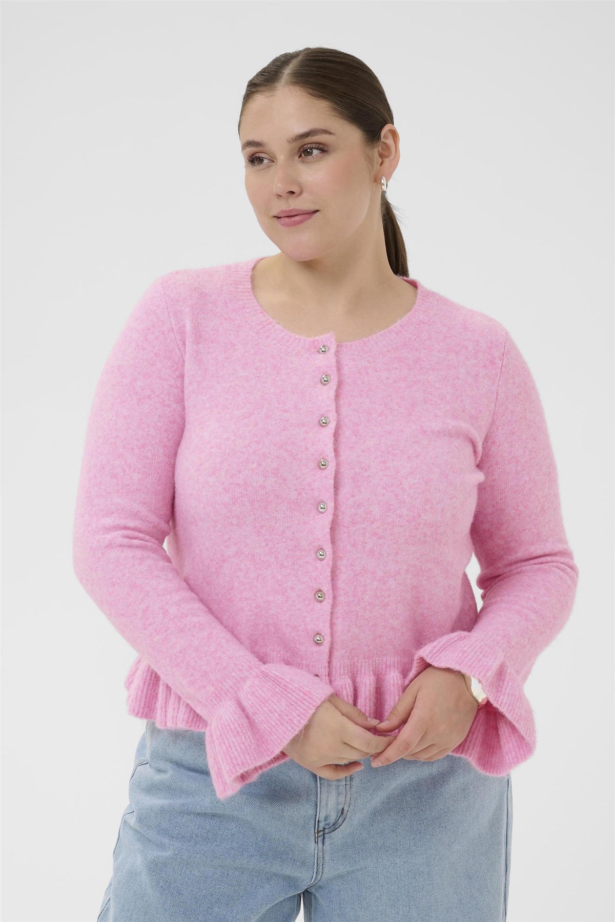 KCemmi Frill Cardigan Pink Frosting