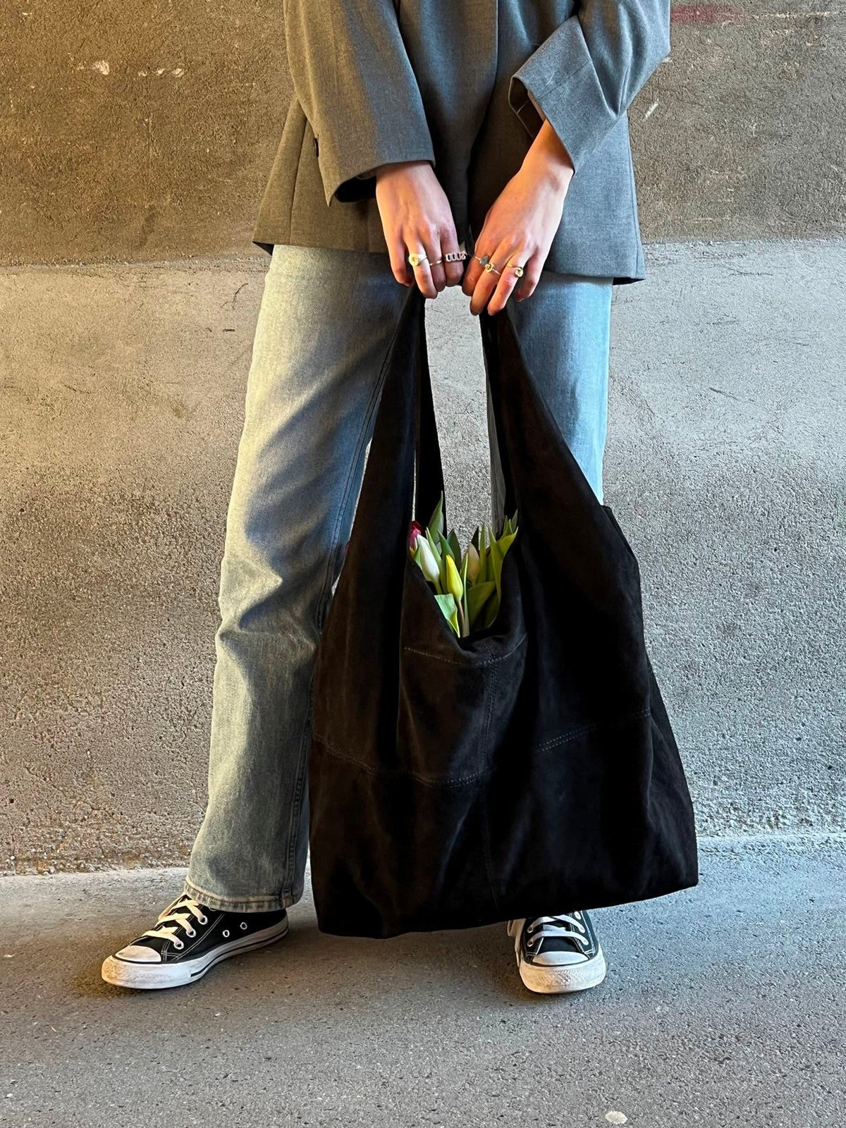 Suede Dalliea Shopper Bag Black