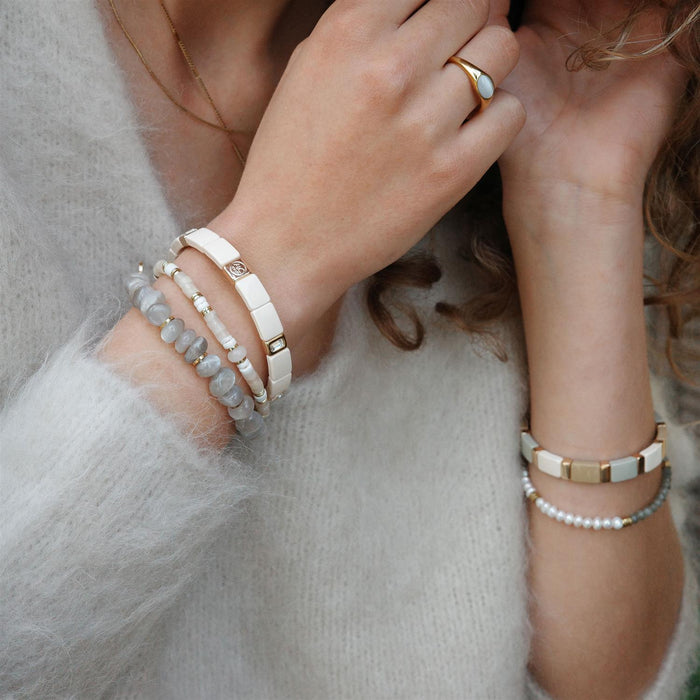 Emaljert armbånd, 20cm, Cream