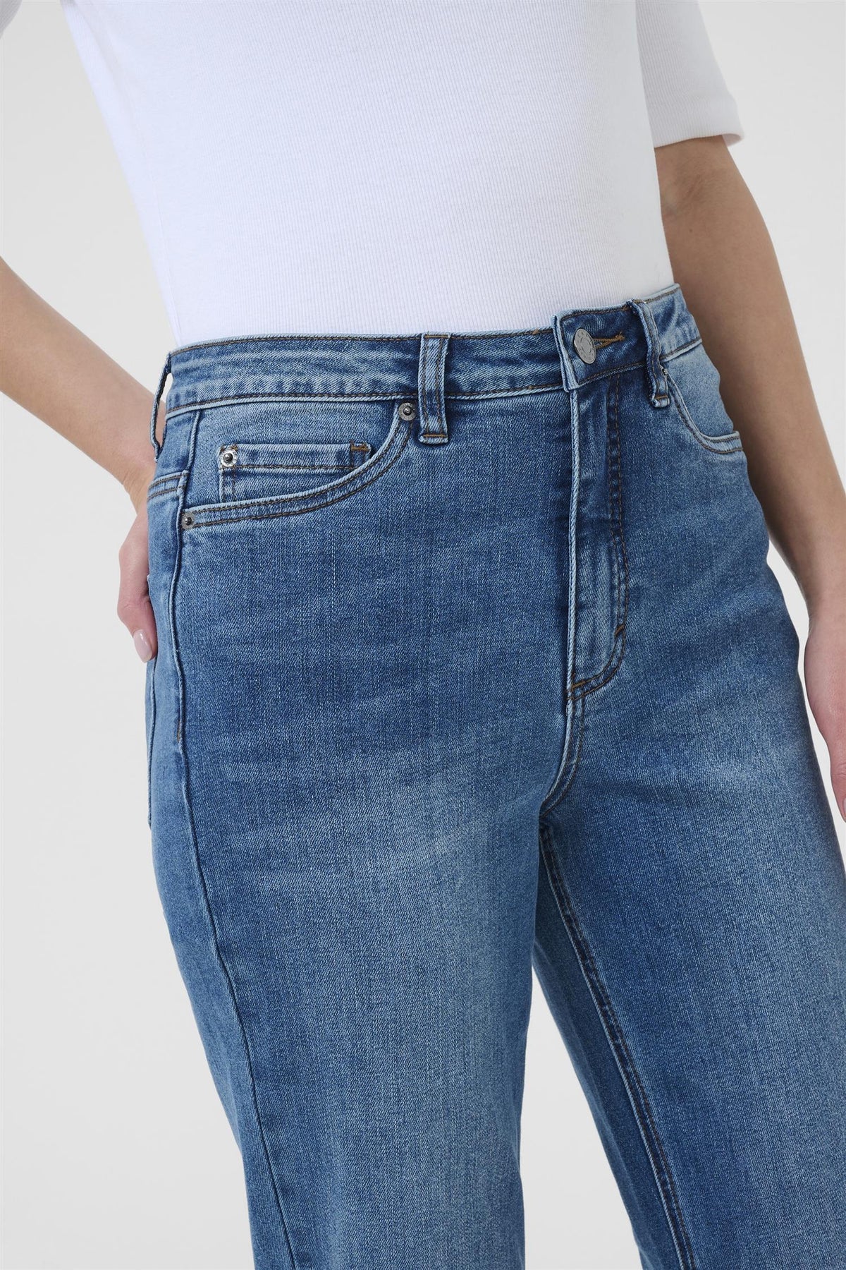 KAforest HW Slim Fit Jeans Medium Blue
