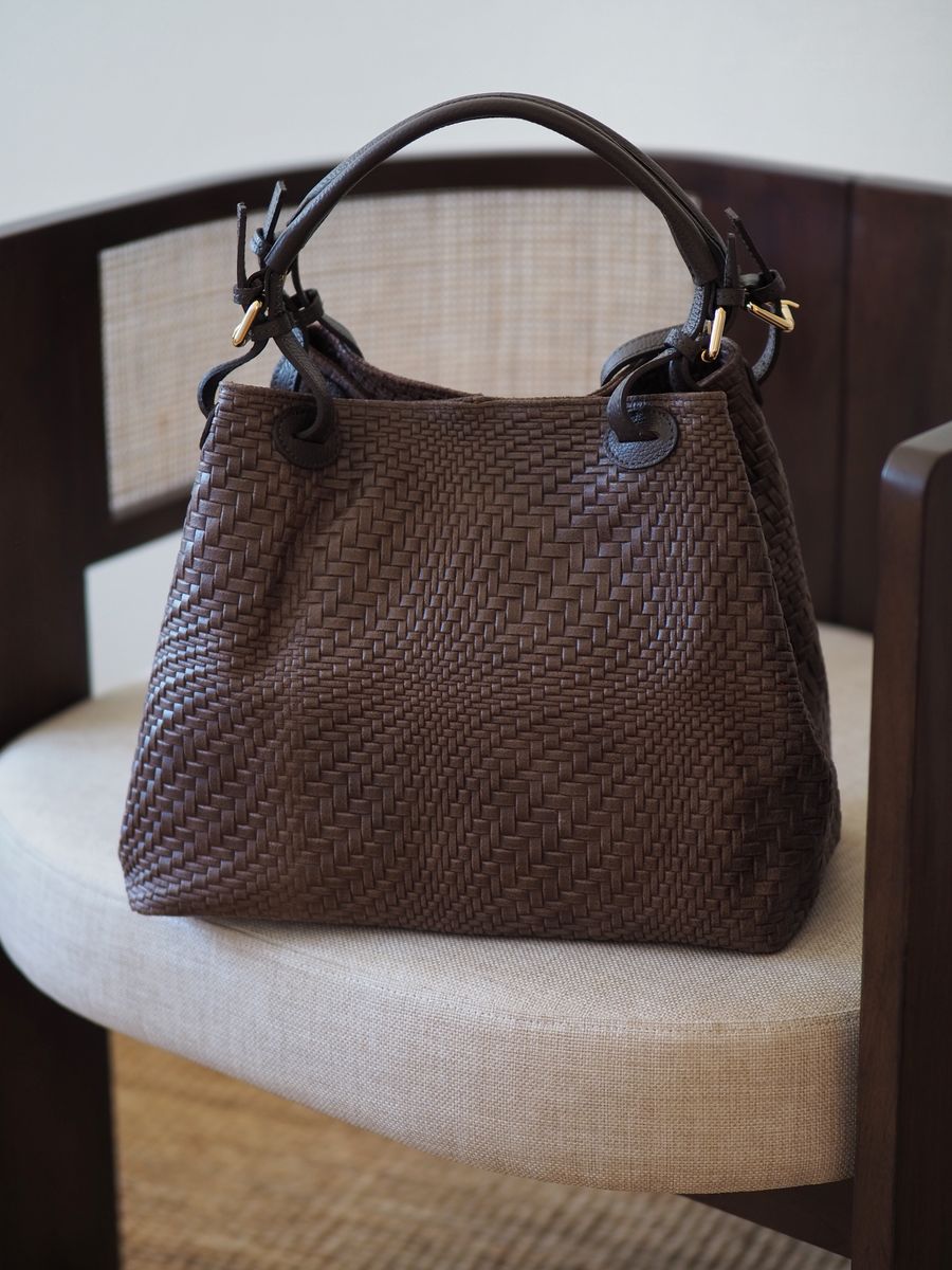 Stor Flettet SkinnVeske Brun