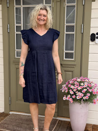 Malou Lin Dress Navy
