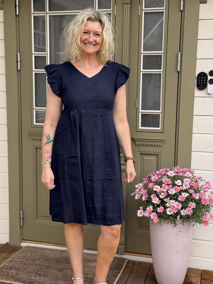 Malou Lin Dress Navy