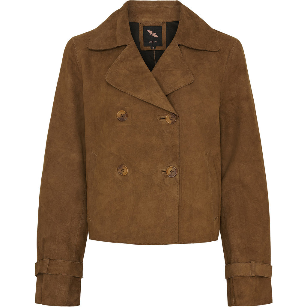 Short Suede Leather Trenchcoat Caramel