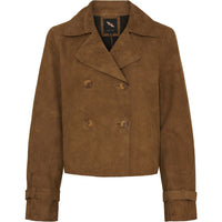 Short Suede Leather Trenchcoat Caramel