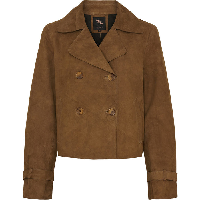 Short Suede Leather Trenchcoat Caramel
