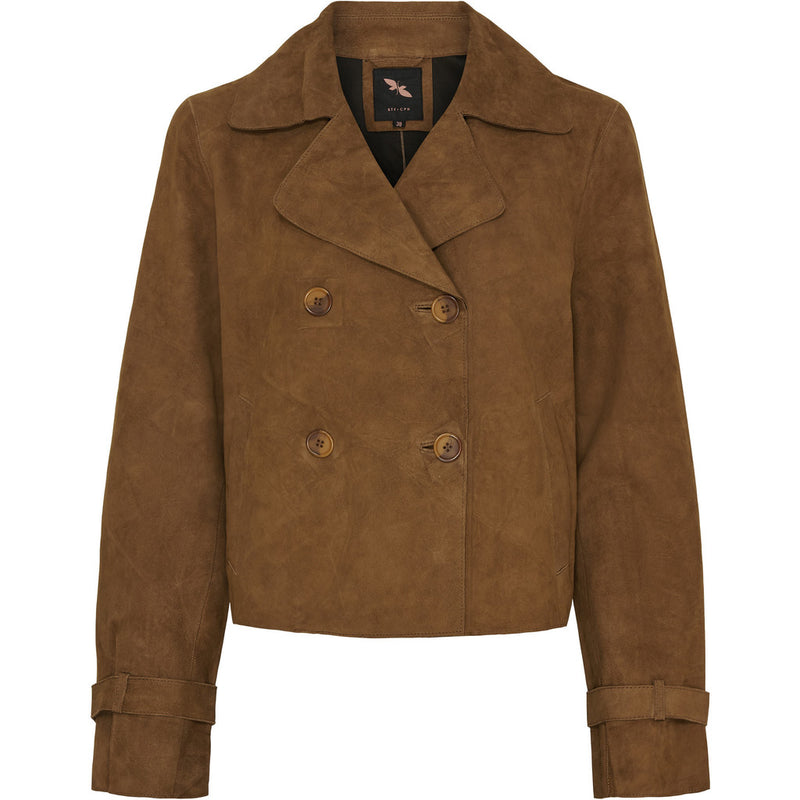 Short Suede Leather Trenchcoat Caramel