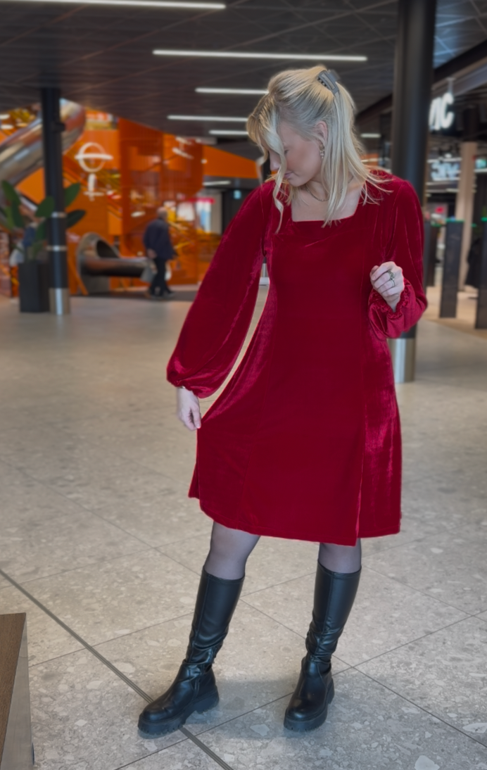 Kjole Velour Mali Rød