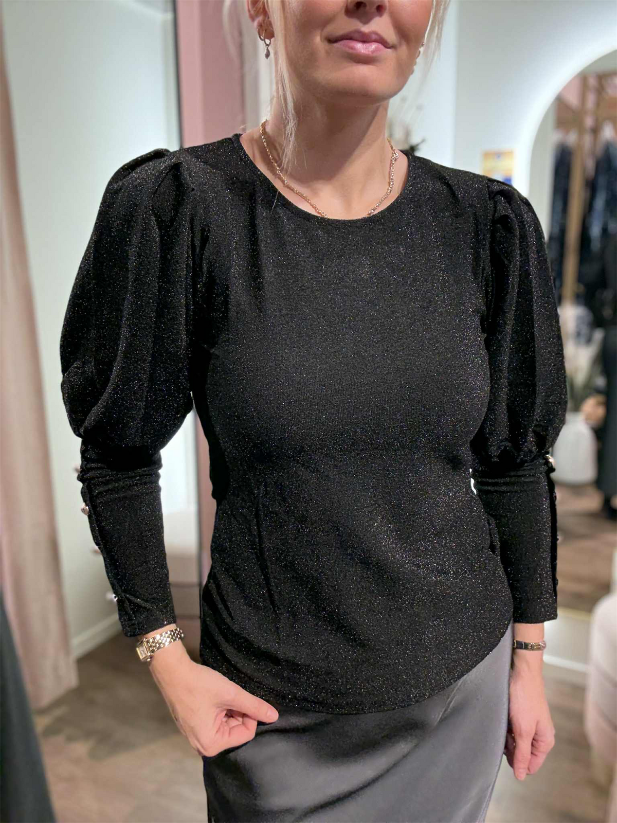 Bluse Tea Lurex Black
