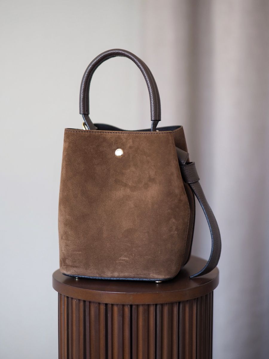 Bøtteveske Semsket Skinn Brun