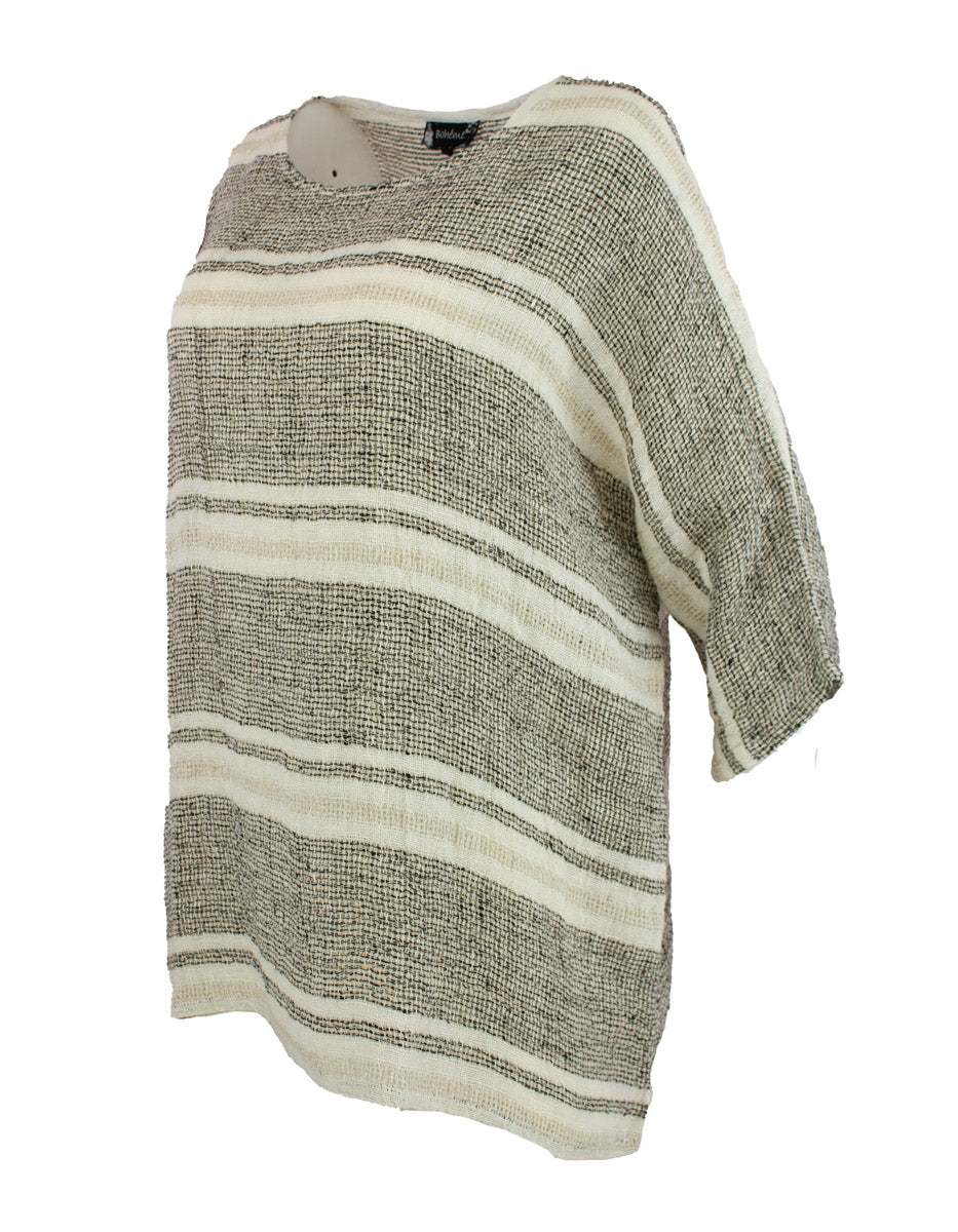 Topp Stripet Sort Print