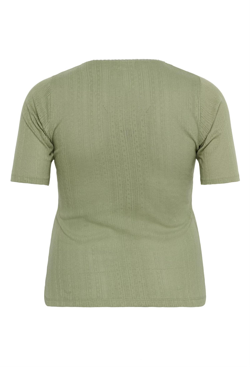 KCvianna Pointelle Tshirt Oil Green