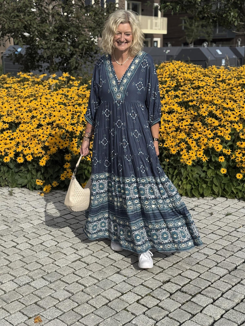 Cartagena Dress V Maxi Print