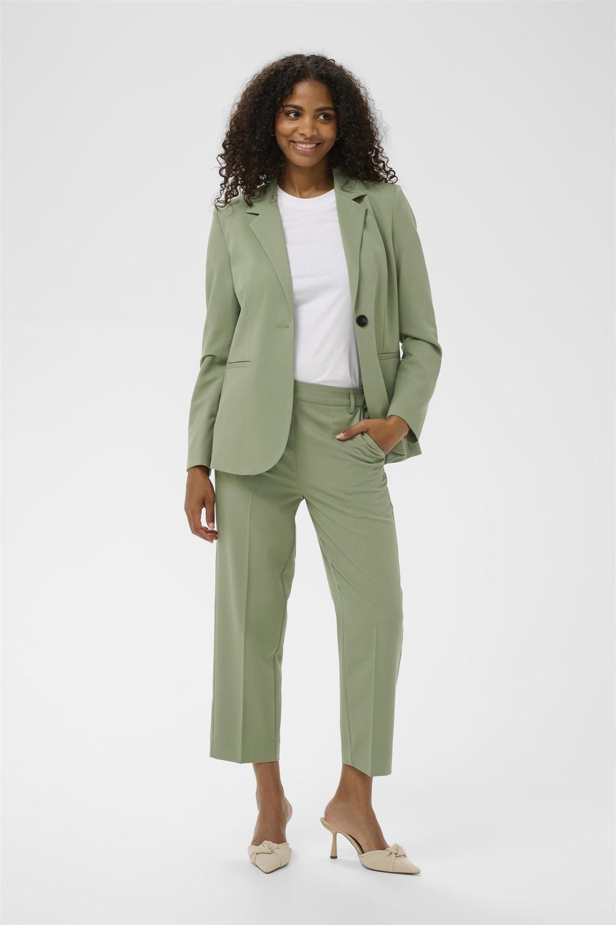 KAsakura HW Cropped Pants Sea spray