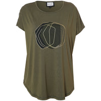 Gitte T-shirt Oliven m/print