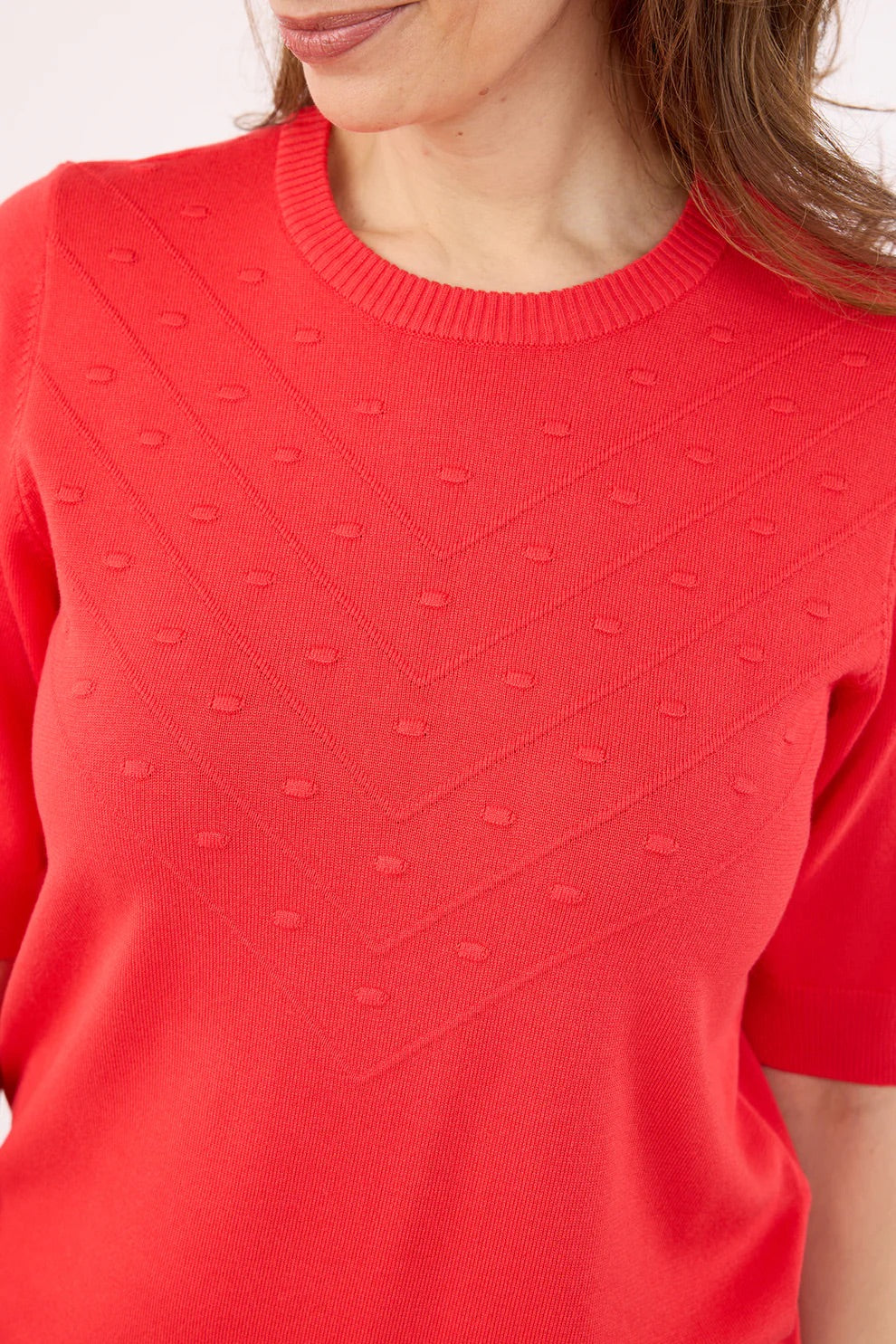 Topp Basic Kort Erm Poppy Red