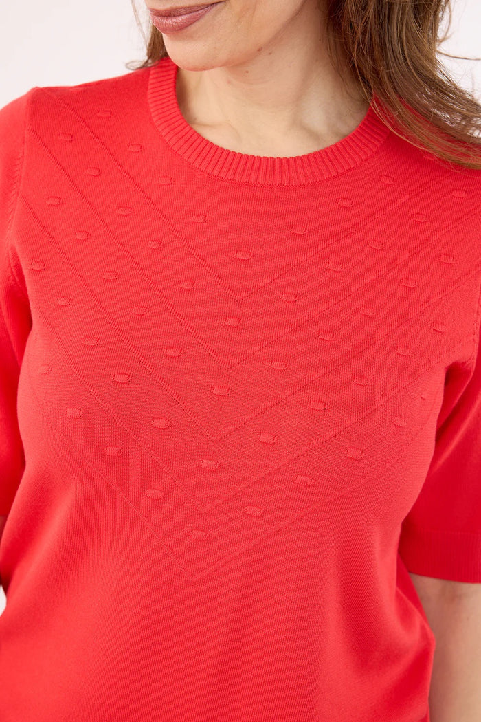 Topp Basic Kort Erm Poppy Red