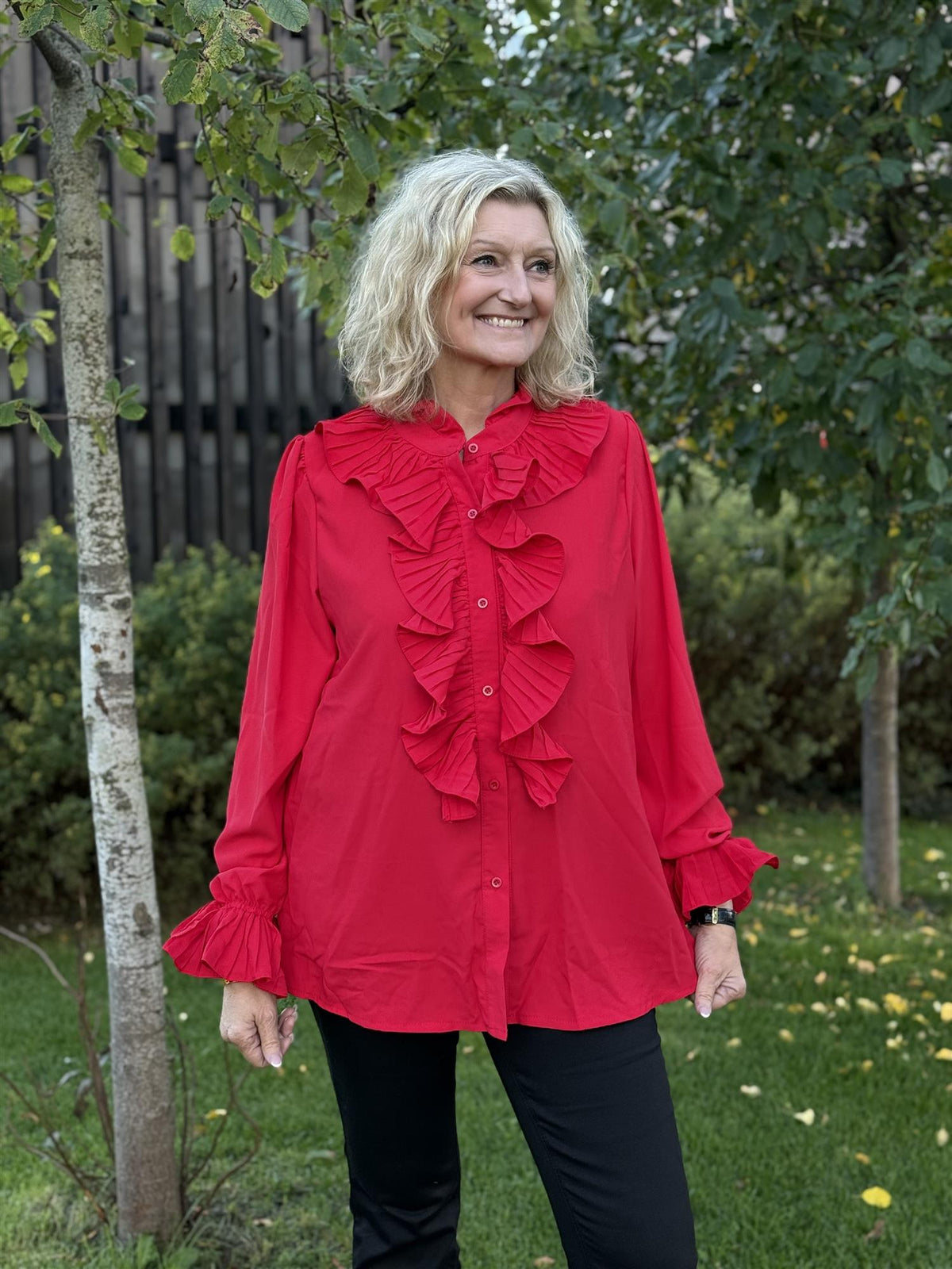 Bluse Plisse Red
