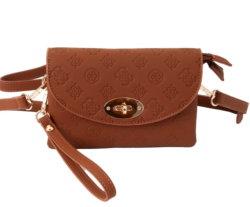 Daniella Clutch m Mønster, Cognac
