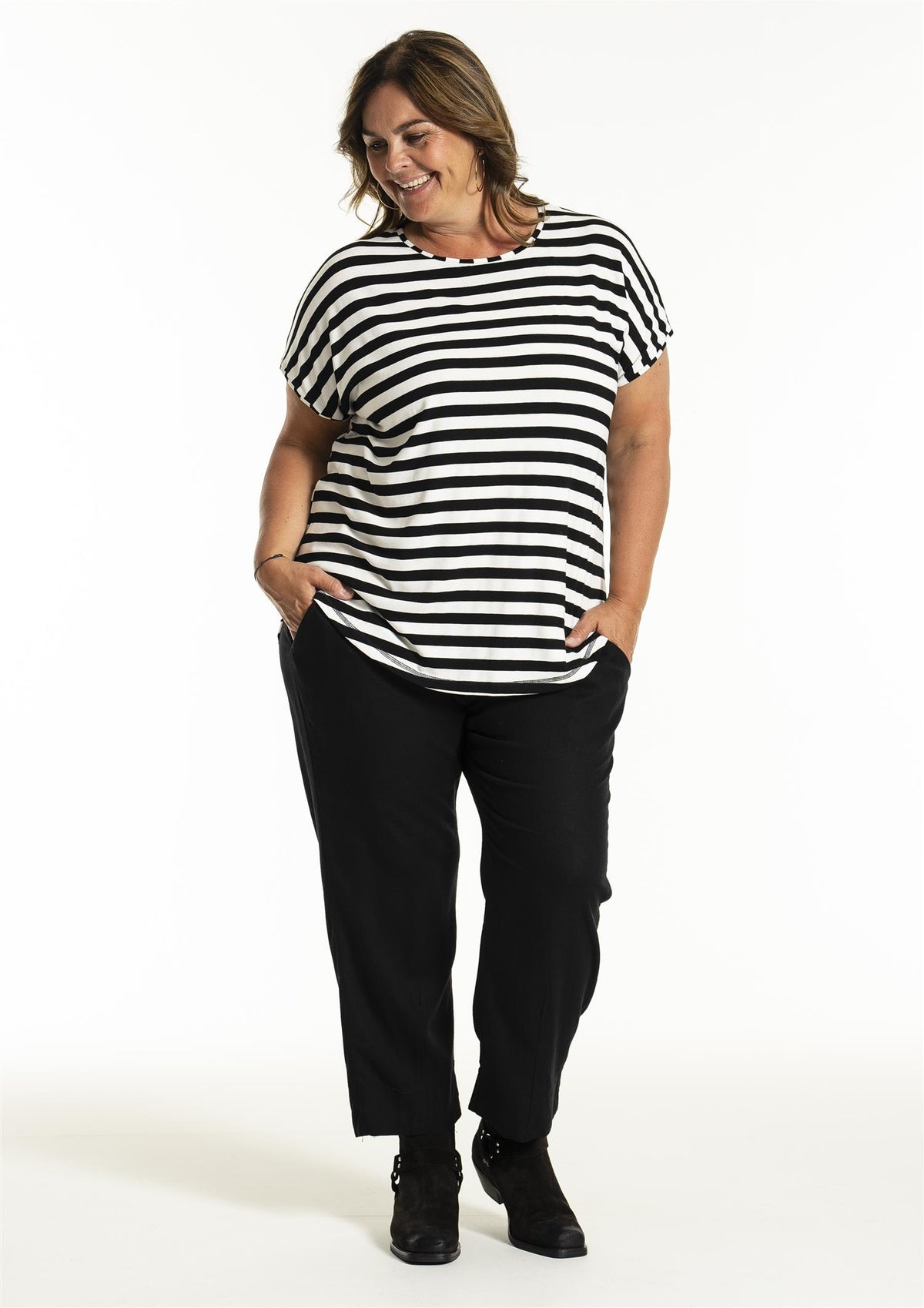 Gitte T-shirt Stripe Black