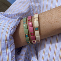 Emaljert armbånd, white multi