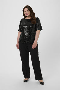 KCmirana Sequin Blouse Black Deep
