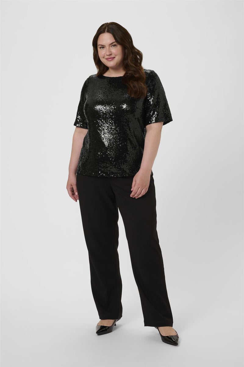 KCmirana Sequin Blouse Black Deep
