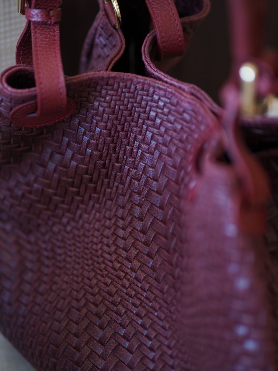 Stor Flettet SkinnVeske Bordeaux