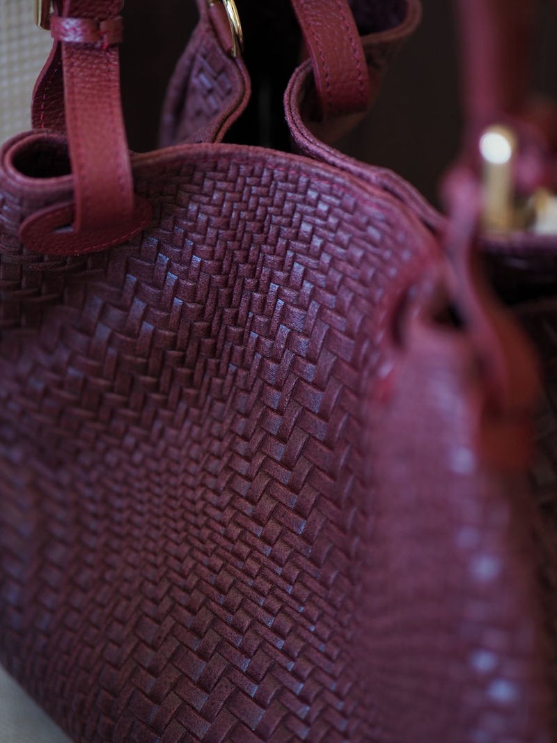 Stor Flettet SkinnVeske Bordeaux