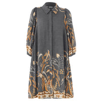GSkuld Tunic - Black board fabric with brown pattern