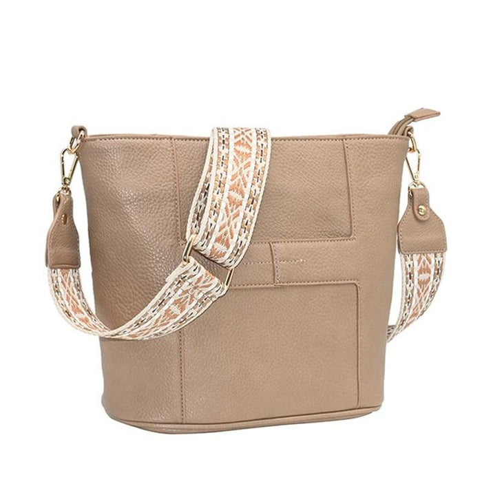 Iria crossbag med mønstret rem - Beige