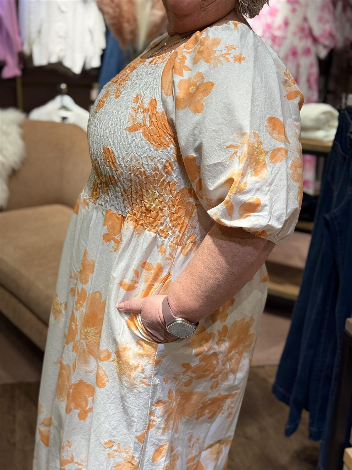 Kjole Alba Lang PRINT, Coral