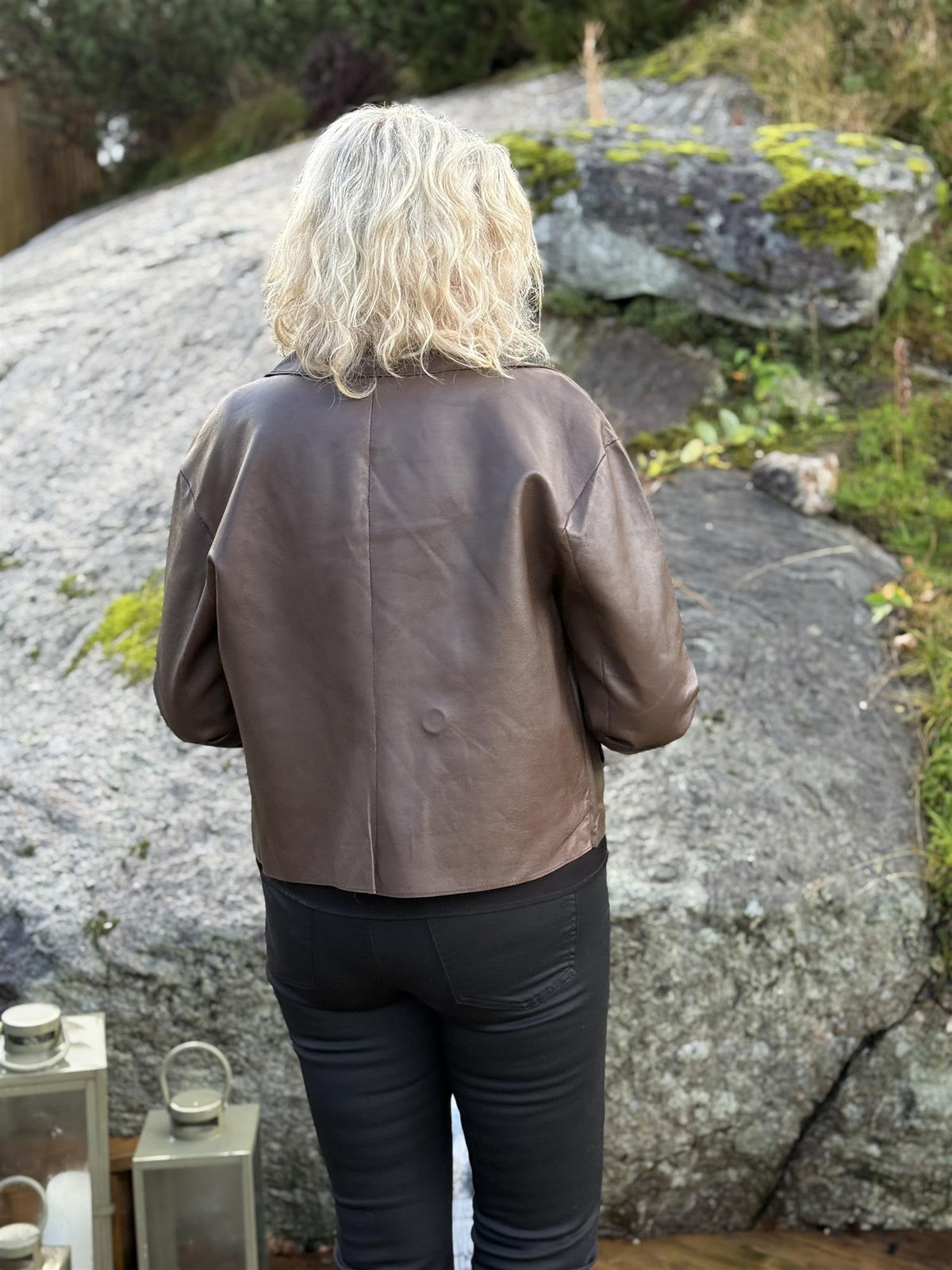 Short Leather Trenchcoat Espresso