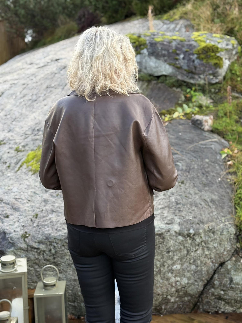 Short Leather Trenchcoat Espresso