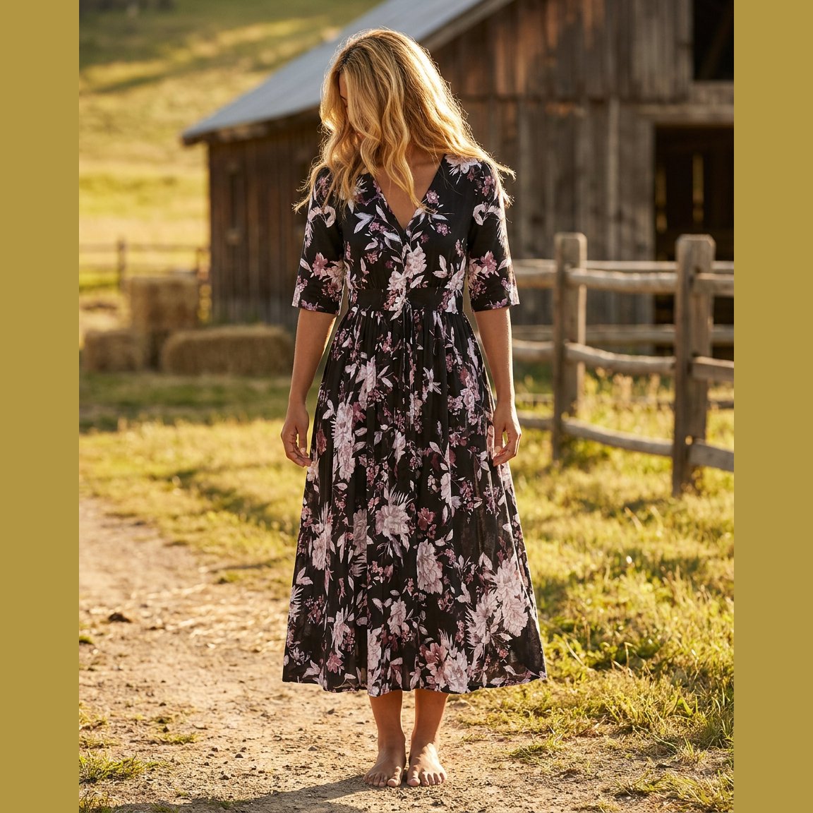 ROSE LACE DRESS 3/4 SL