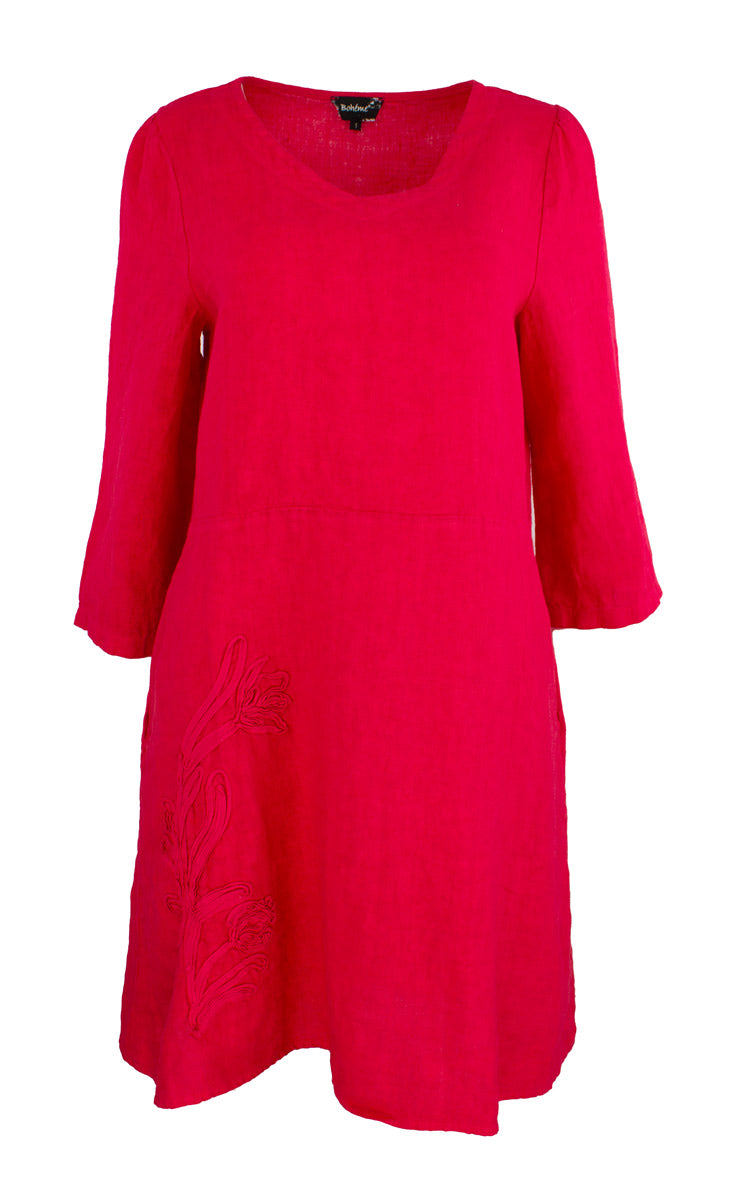 Kjole Flower Lin, Rose Red