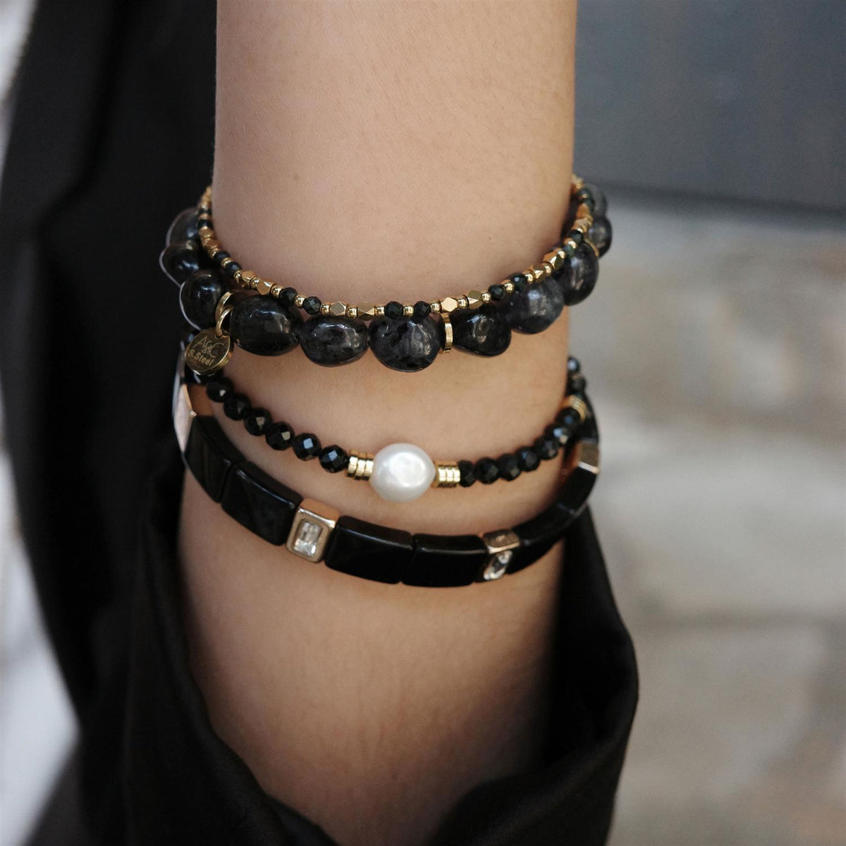 Emaljert armbånd, 20cm, Black