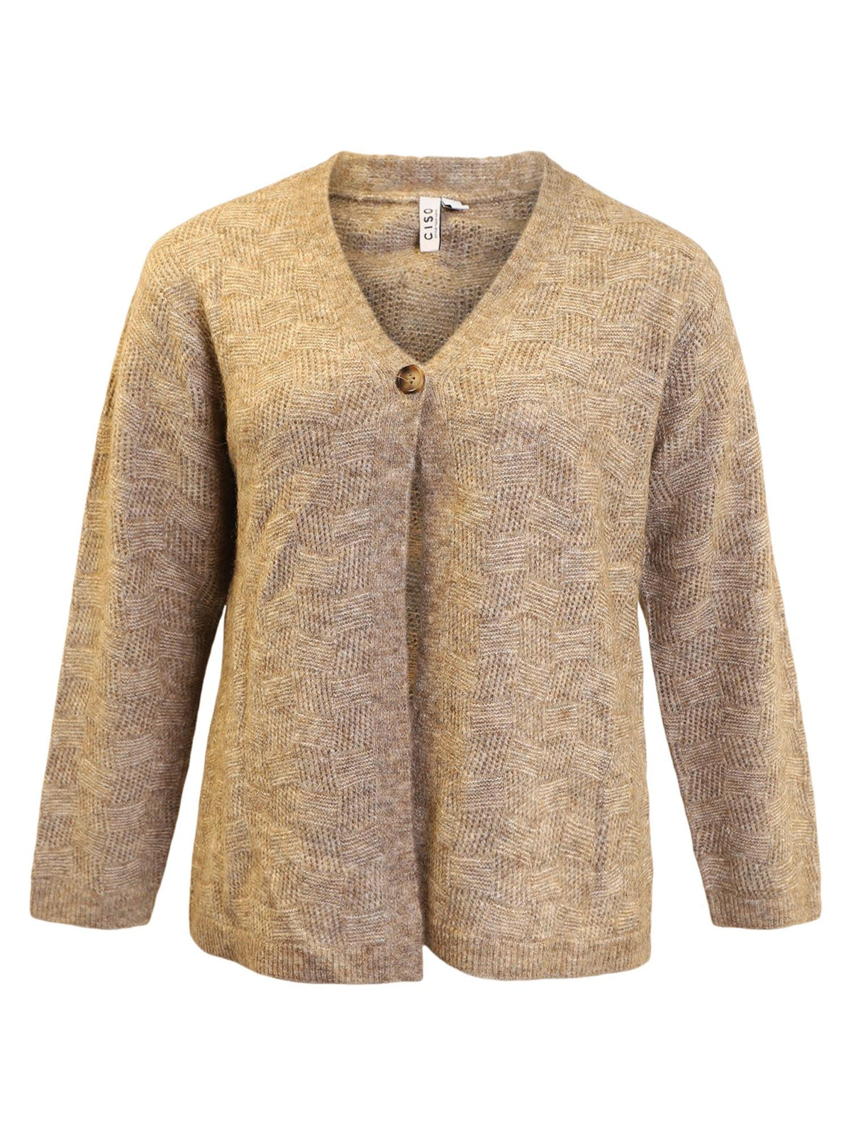 Cardigan 1 Knapp Beige Melange