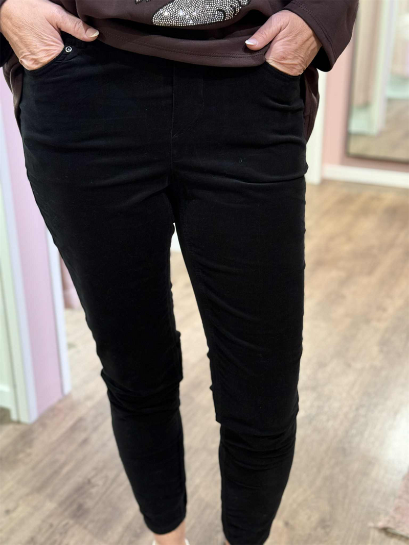 Bukse Sofia Sort Cord Slim