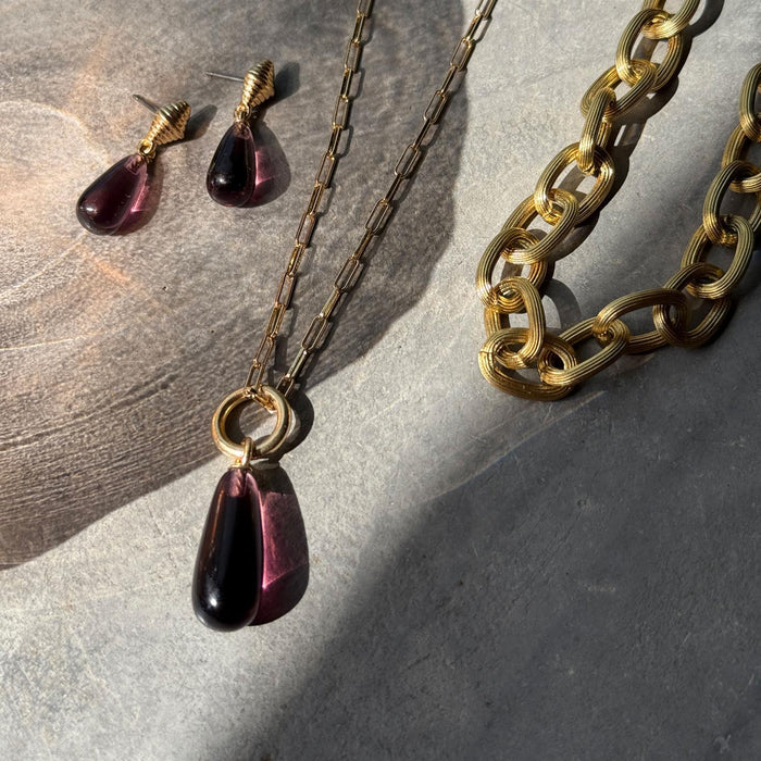 Langt kjede, plomme, Vintage Drops